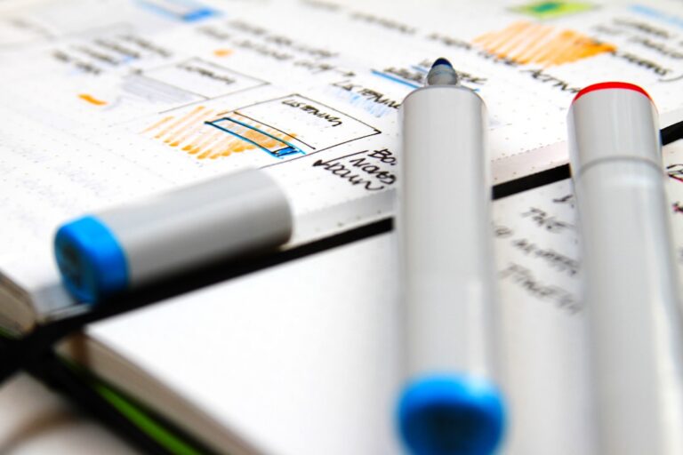 Um Par De Canetas Sentadas Em Cima De Um Caderno 4kiFgfwEjMw